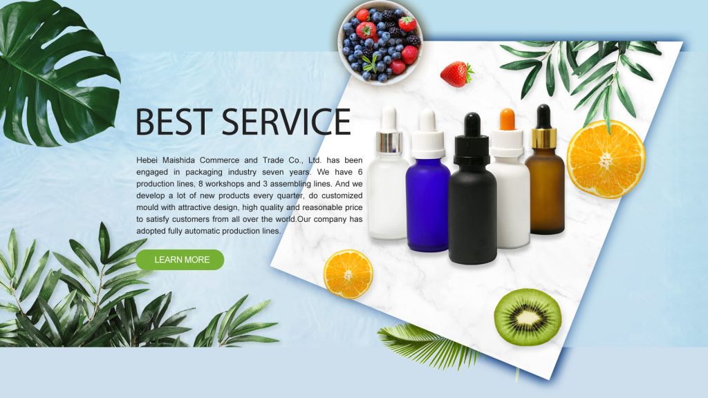 Wholesale frosted amber clear glass dropper bottle cosmetic packaging supplier banner